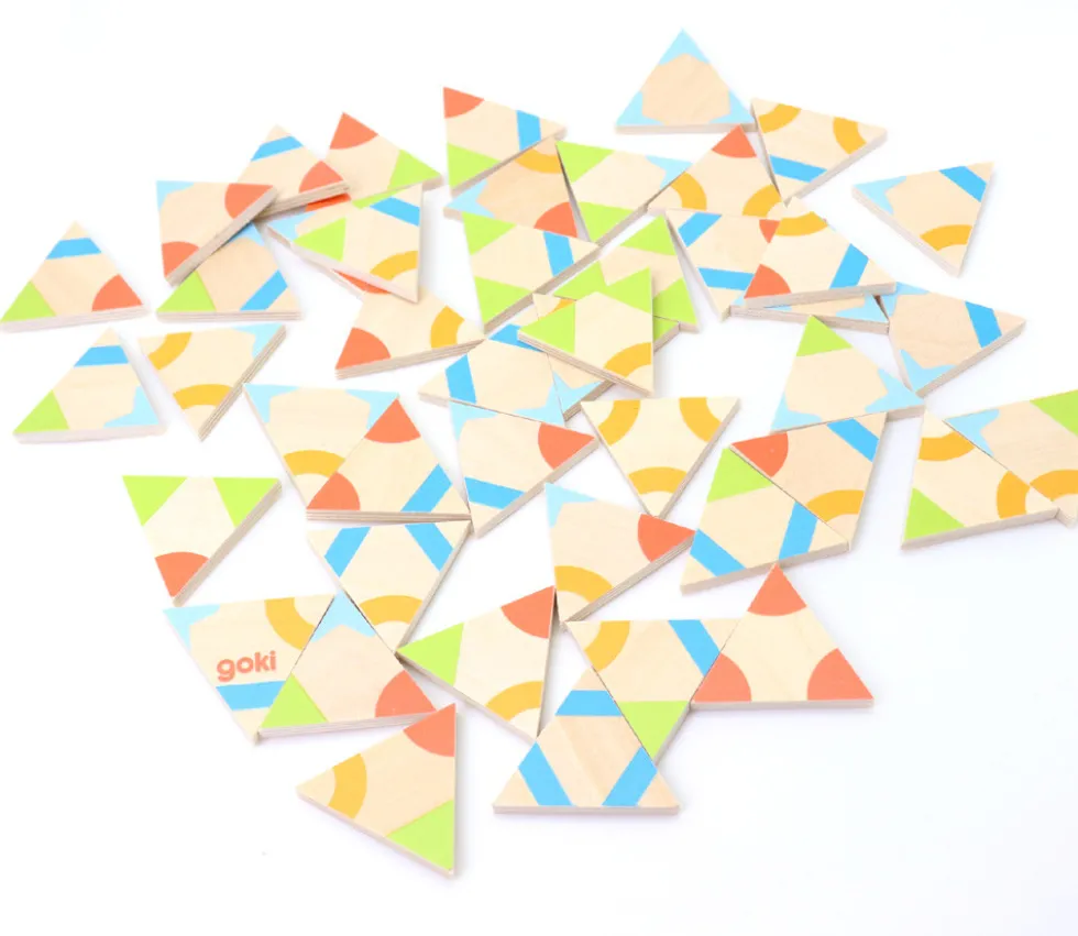 Jeu Tri-dominos des couleurs en bois - 45 pièces