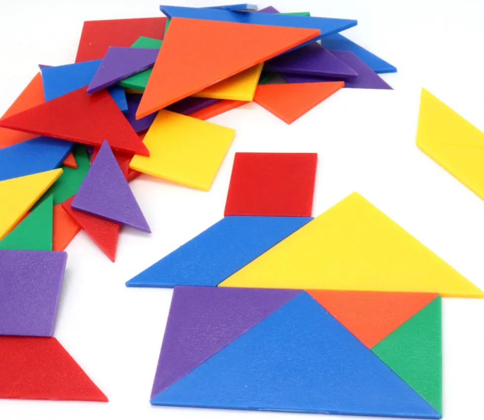 6 jeux de tangrams en plastique coloré