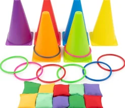KIT Jeux adresse 26 pièces : cônes, anneaux, mini sacs de lancer