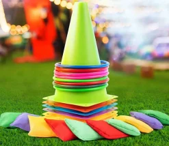 KIT Jeux adresse 26 pièces : cônes, anneaux, mini sacs de lancer