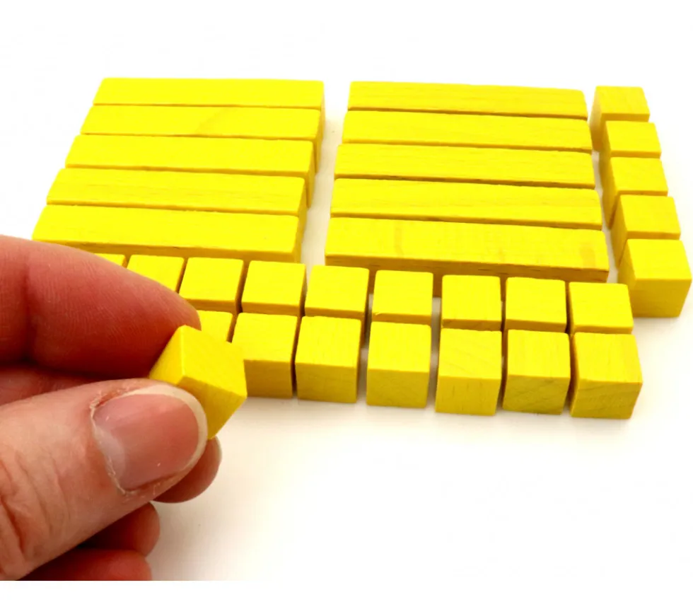 Kit Math 25 cubes bois 10x10x10 mm et 10 baguettes 10x10x50 mm