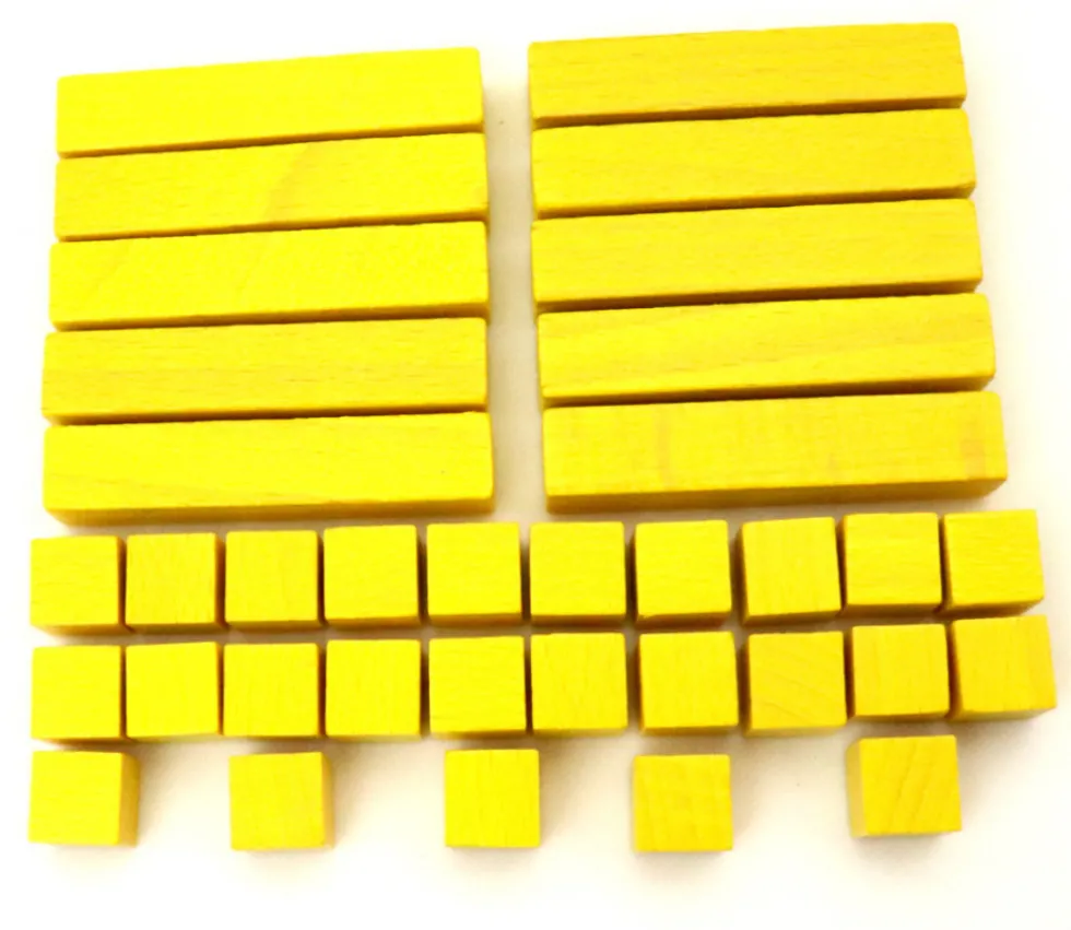 Kit Math 25 cubes bois 10x10x10 mm et 10 baguettes 10x10x50 mm