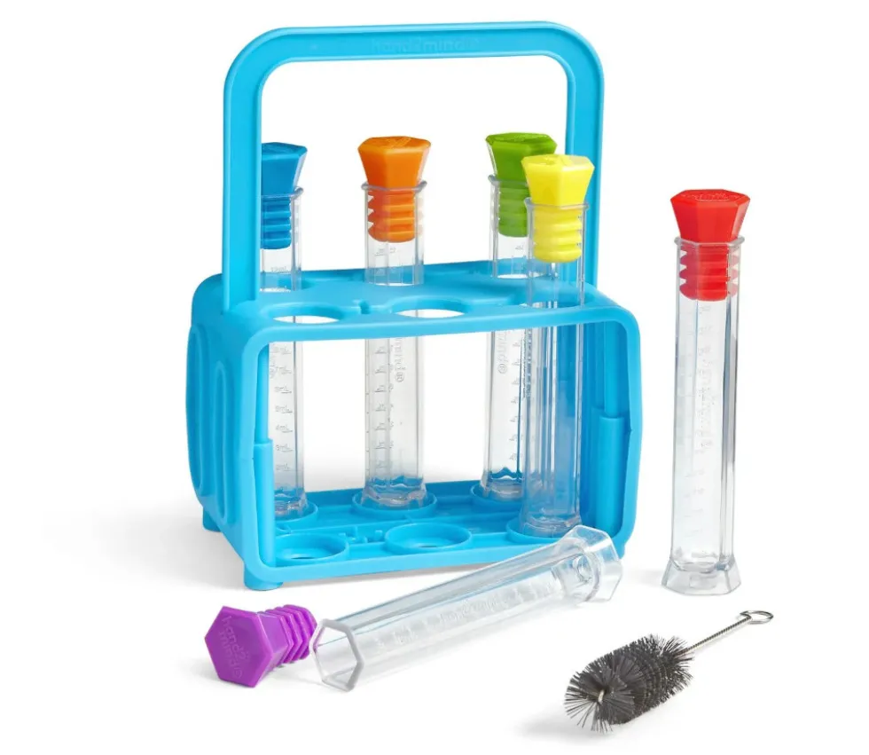 Kit 6 tubes à essai 12 ml bouchons colorés