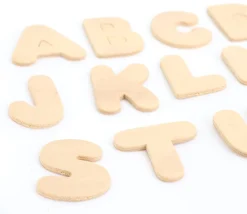 52 lettres alphabet en bois naturel 4.5 cm - 2 x 26 lettres