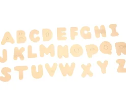 52 lettres alphabet en bois naturel 4.5 cm - 2 x 26 lettres