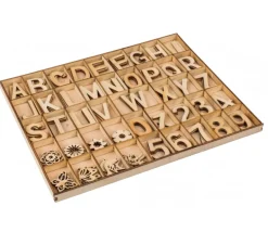 132 lettres, chiffres, animaux et fleurs bois