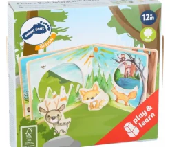 Livre en bois images de la forêt avec renard et cerf pour histoire