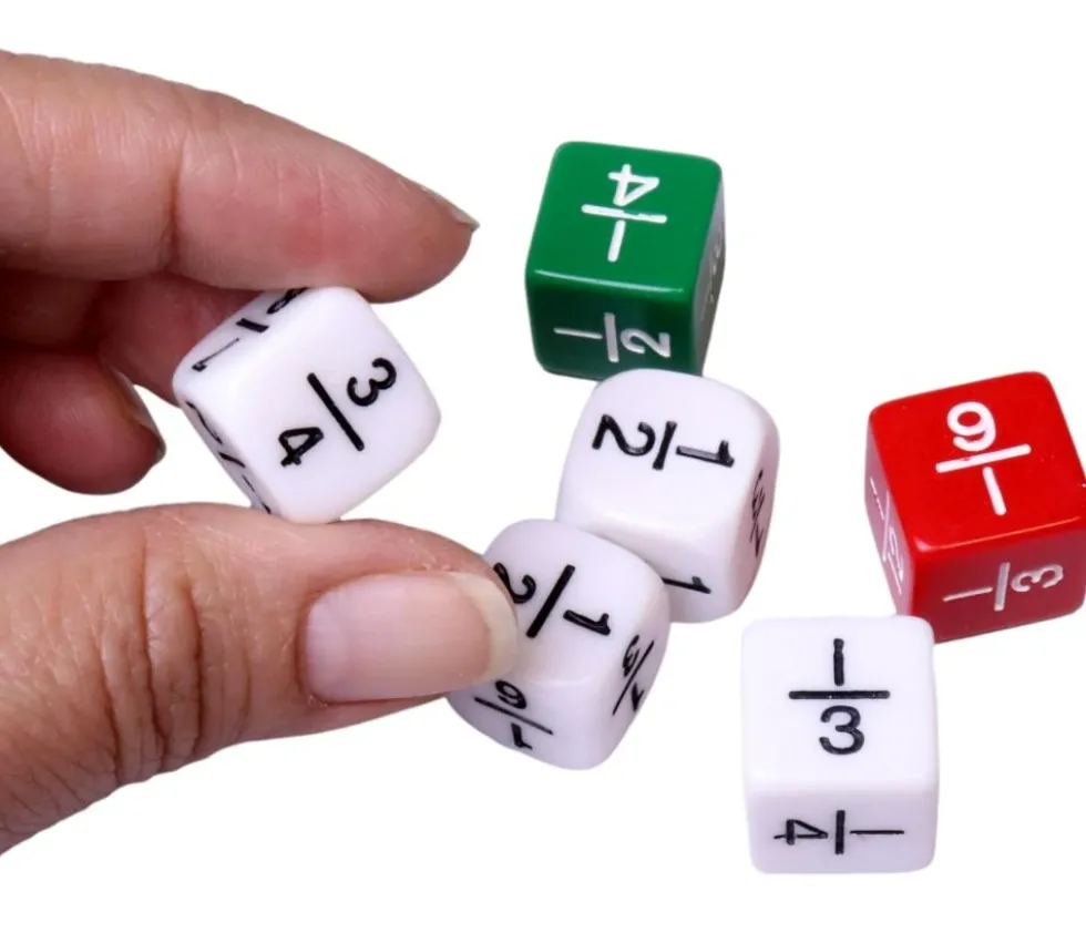 Lot de 6 dés mathématiques fractions
