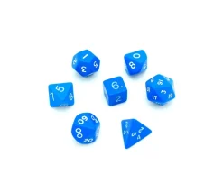 Lot de 7 dés multi-faces opaques bleus