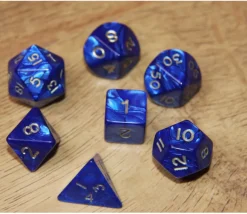 Lot de 7 dés nacrés BLEU multi-faces
