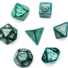 Lot de 7 dés nacrés VERT multi-faces