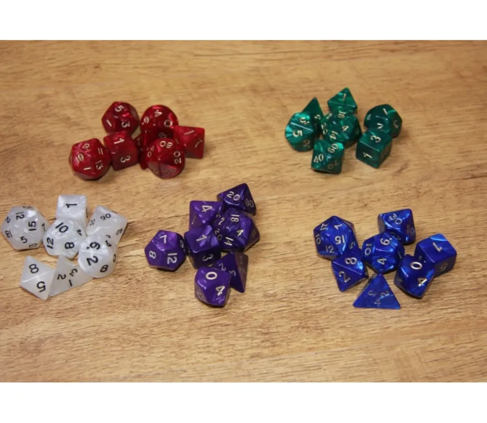 Lot de 7 dés nacrés VERT multi-faces
