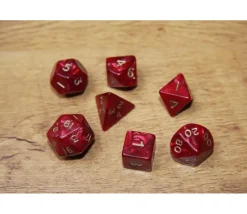 Lot de 7 dés perlés ROUGE multi-faces