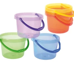 Lot de 6 Seaux en plastique coloré transparent