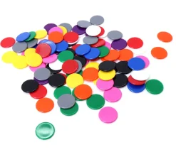 Lot 100 jetons plastiques multicolores 2 cm pour jeu - diamètre 20 mm en 10 couleurs