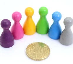 Lot 6 Pions pastel en bois Small 24 x 12 mm pour jeu multicolores