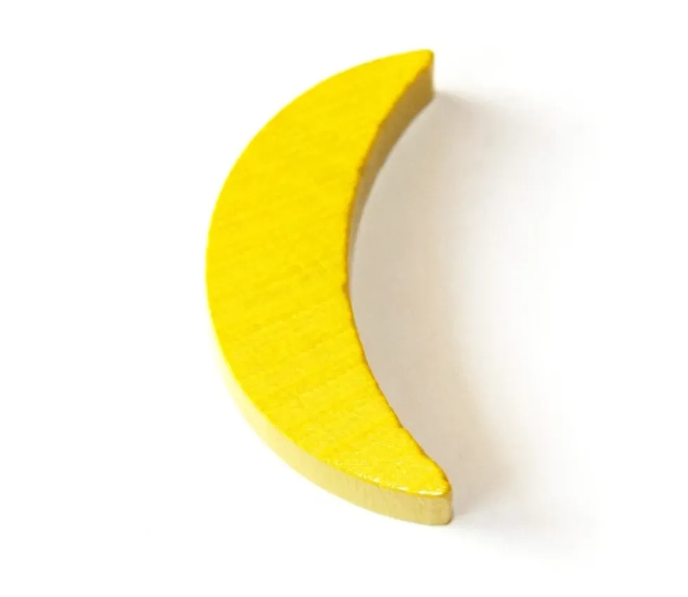 Lune jaune 35 x 18 x 8 mm en bois