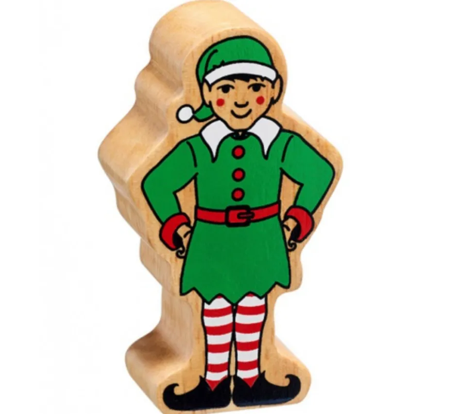 Lutin de Noël en bois 82 x 45 x 25 mm elfe