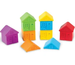 6 Maisons avec toits amovibles et empilables 8 x 7 cm