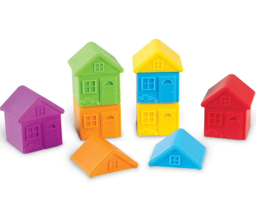 6 Maisons avec toits amovibles et empilables 8 x 7 cm