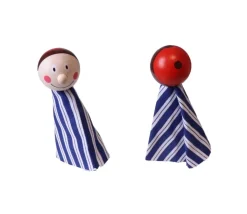 5 Marionnettes pour doigts en tissu et bois