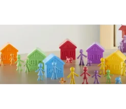 Matériel éducatif : 6 maisons + 36 personnages : manipulation, tri et calcul