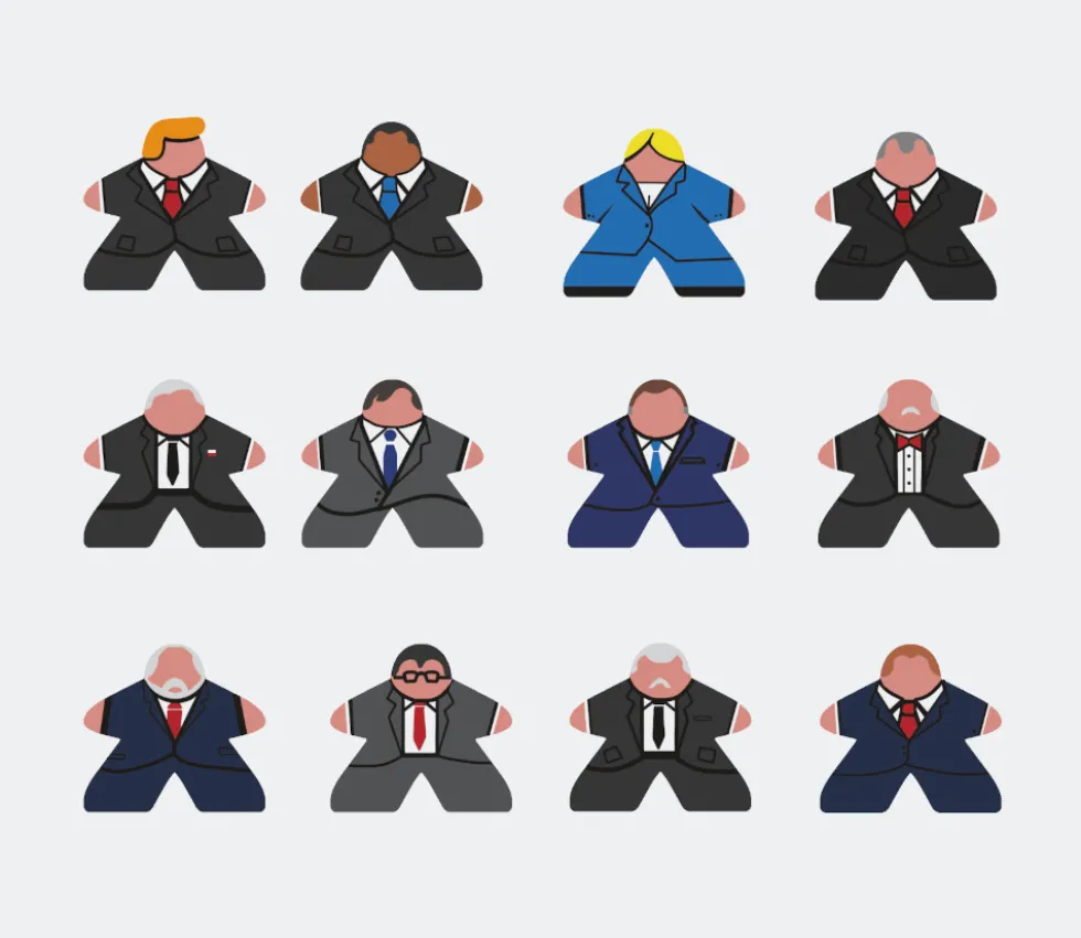 12 meeples hommes en costume plexiglas pions personnage