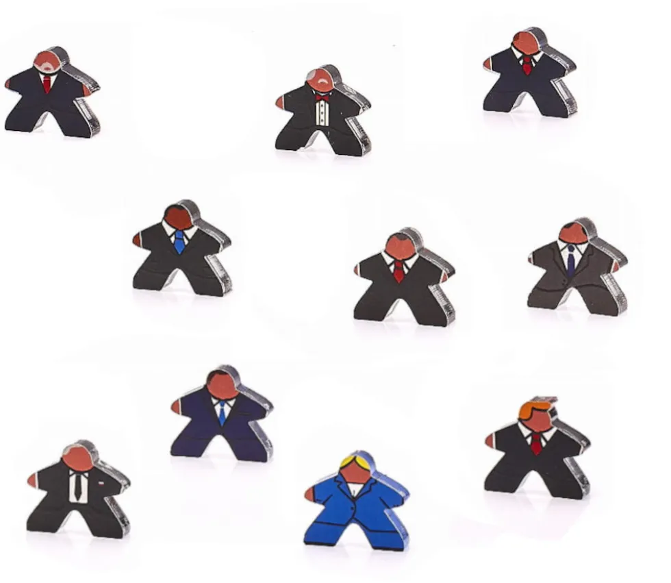 12 meeples hommes en costume plexiglas pions personnage