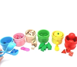 6 mini baquets multicolores 59 x 45 mm - paniers ronds bois