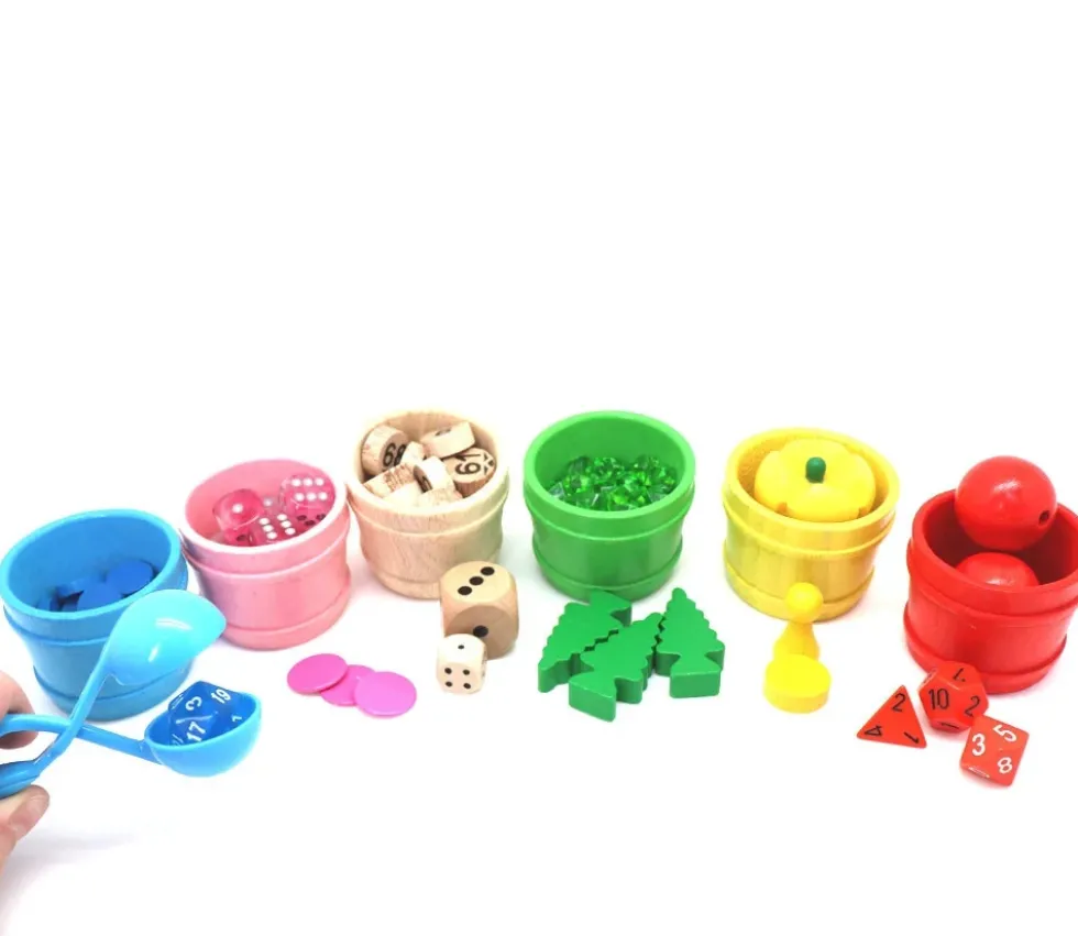6 mini baquets multicolores 59 x 45 mm - paniers ronds bois