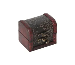 Mini coffre bois décoré 7 x 5.5 x 6 cm pour trésor