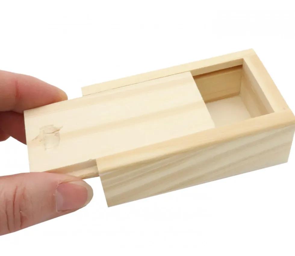 Mini coffret bois avec glissière 8.3 x 5.1 x 2.7 cm