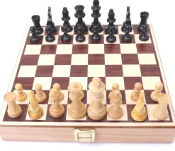 Mini coffret Dames et échecs jeu recto-verso 21 x 21 cm français