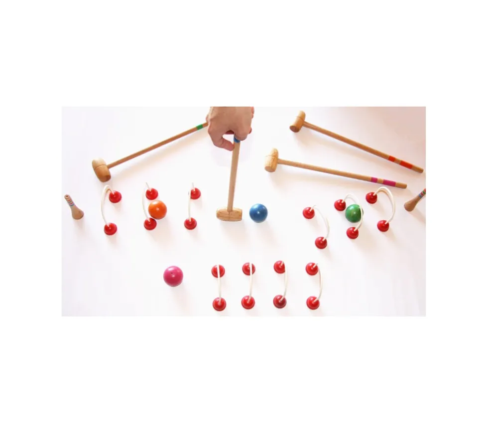 Mini Croquet en bois 4 joueurs TABLE ou intérieur en coffret