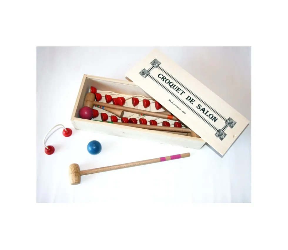 Mini Croquet en bois 4 joueurs TABLE ou intérieur en coffret