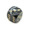 Mini Dé marbré noir 12 mm points dorés