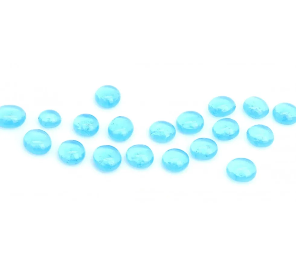 20 mini galets gems bleus translucides 12/18 mm - mini pierres plates