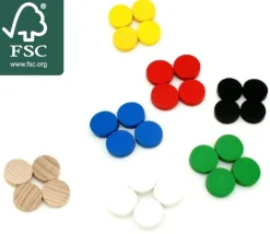 20 Mini jetons bois 1 cm - pions ronds 10 x 4 mm par couleur pour jeux