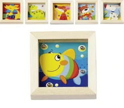 Mini jeu patience en bois animal rigolo 6.5 cm (1 modèle au hasard)