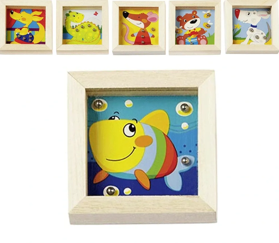 Mini jeu patience en bois animal rigolo 6.5 cm (1 modèle au hasard)