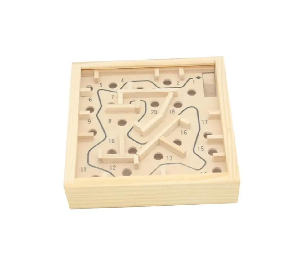 mini labyrinthe en bois 11.5 x 11.5 cm