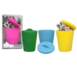 4 mini poubelles avec couvercle en gomme 5.4 cm