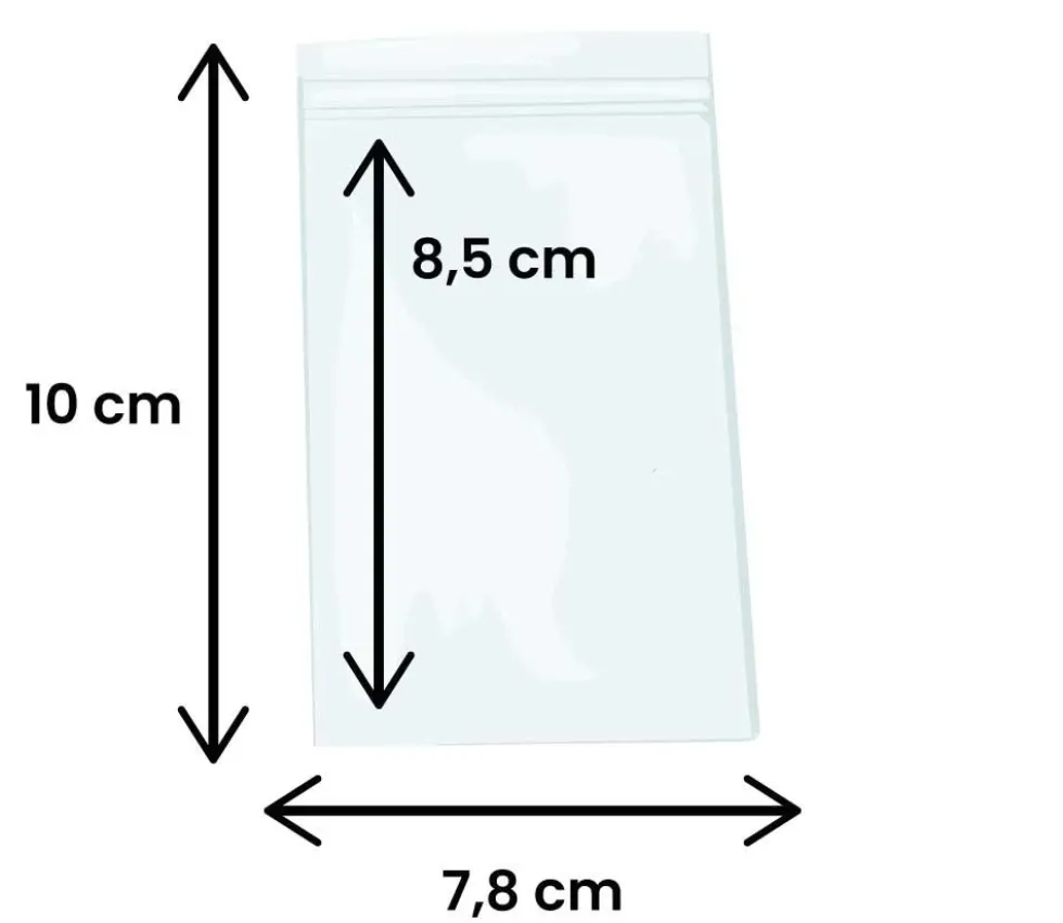 100 Mini sachets zips 78 x 83 mm