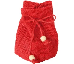 Mini sac jute rouge 7.5 x 10 cm avec cordon