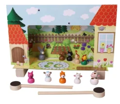 Mini théâtre en bois animaux de la ferme