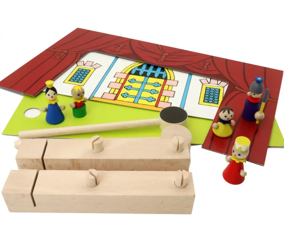Mini théâtre en bois thème château chevalier/princesse