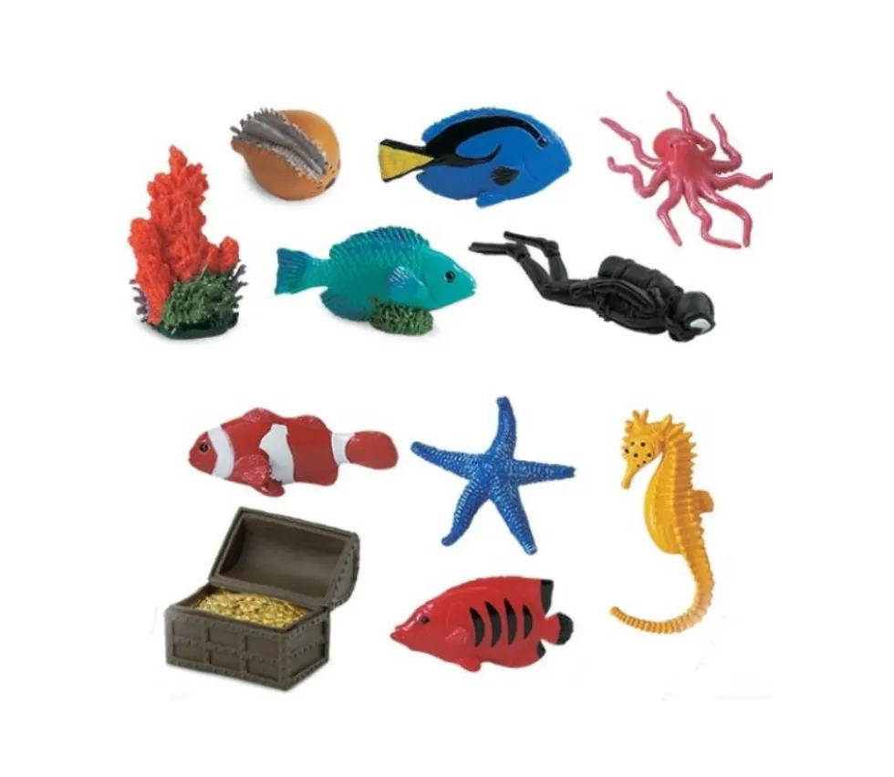 Monde sous-marin : 11 figurines récif coralien dans un tube