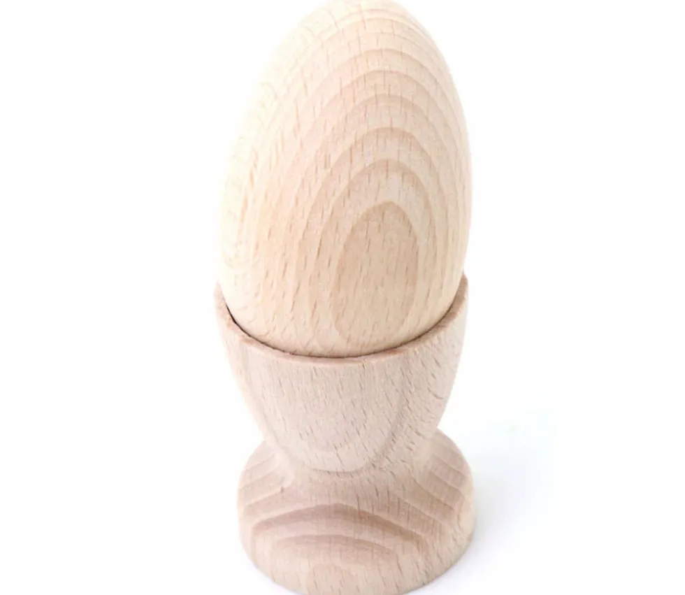 Oeuf en bois naturel 6 cm de haut et 4 cm de diamètre