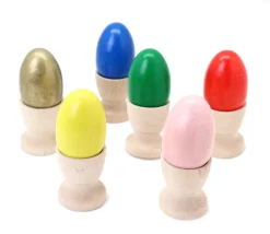 6 Oeufs en bois multicolores de 6 cm - 6 couleurs