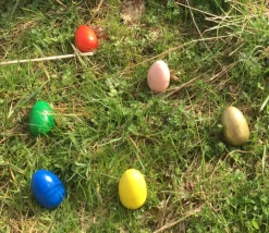6 Oeufs en bois multicolores de 6 cm - 6 couleurs